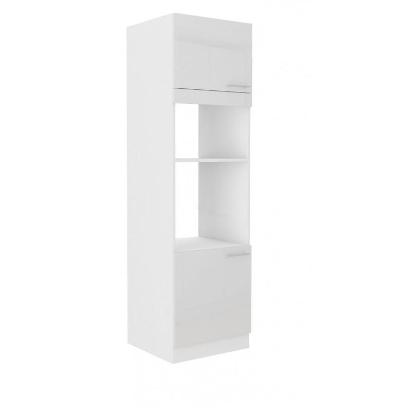 Skříň na vestavěnou troubu a mikrovlnnou troubu Lara - bílý lesk 60 DPM-210 2F
