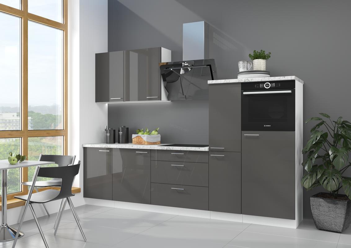 Kuchyňská linka Lara - šedý lesk - 250 cm