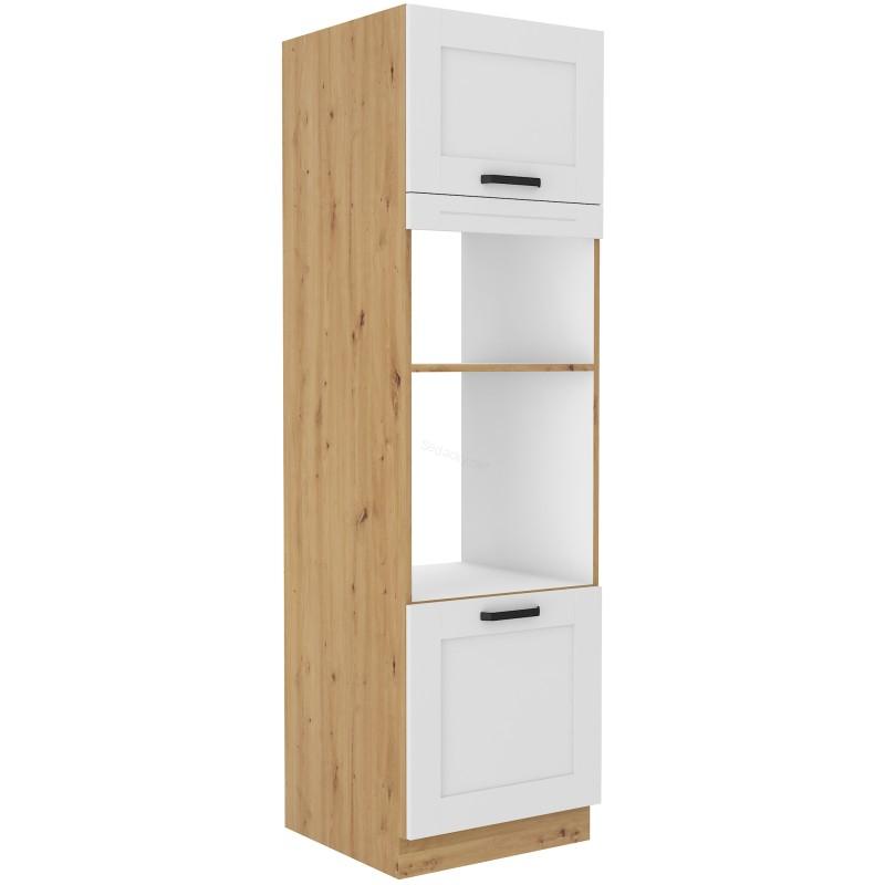 Skříň na vestavěnou troubu a mikrovlnku Luna bílá/dub artisan 60 DPM-210 2F