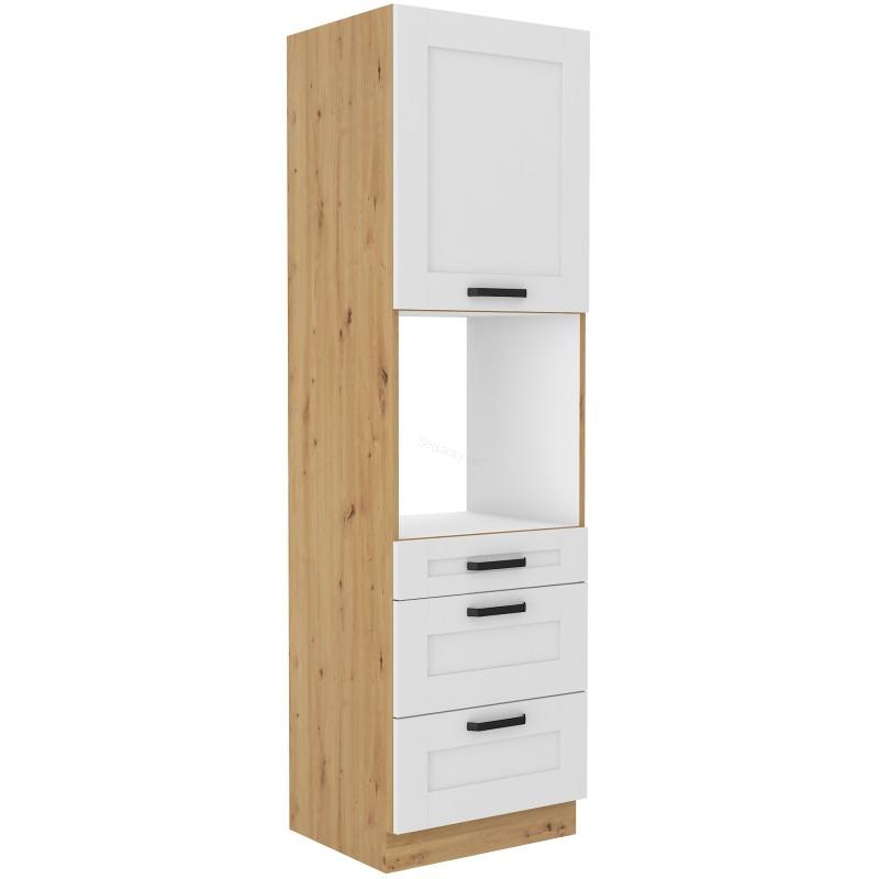 Skříň na vestavěnou troubu Luna bílá/dub artisan 60 DPS-210 3S 1F