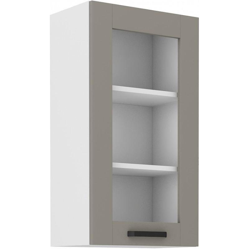Horní prosklená skříňka Luna Claygrey/bílá 40 GS-90 1F