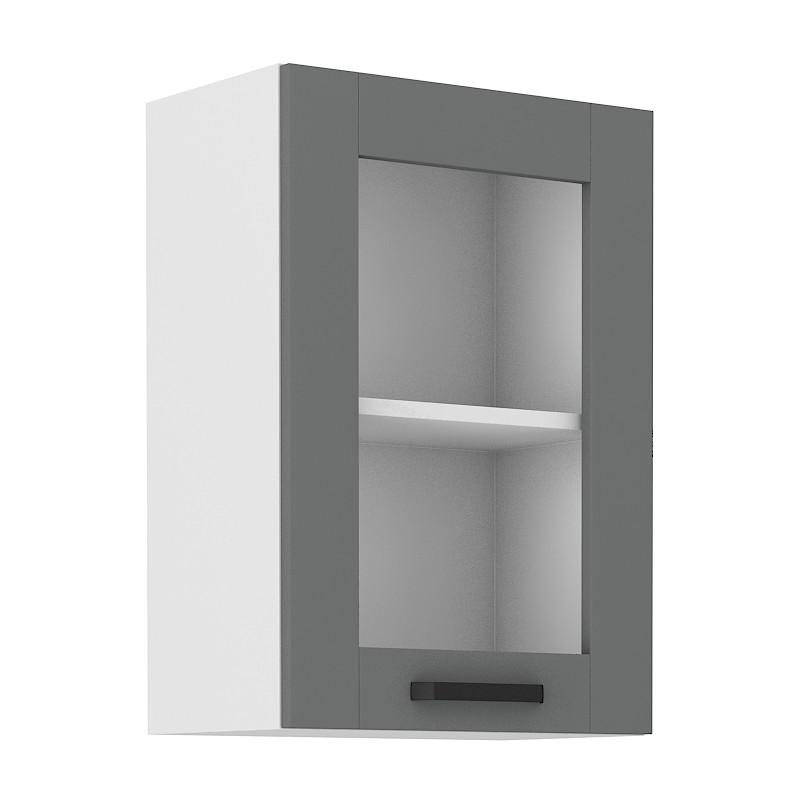 Horní prosklená skříňka Luna Dustgrey/bílá 40 GS-72 1F
