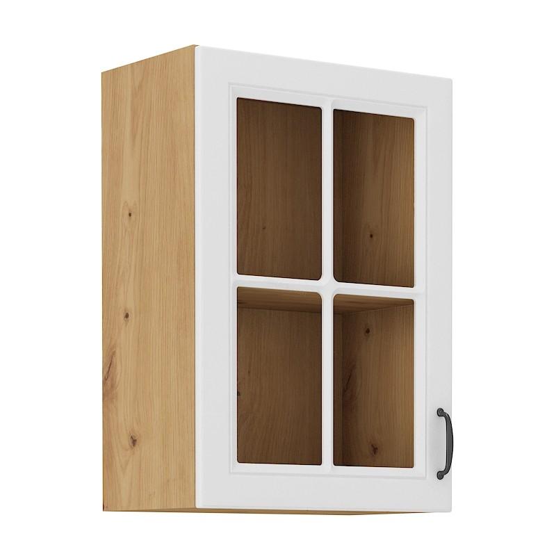 Horní prosklená skříňka Stilo bílá/artisan 40 GS-72 1F