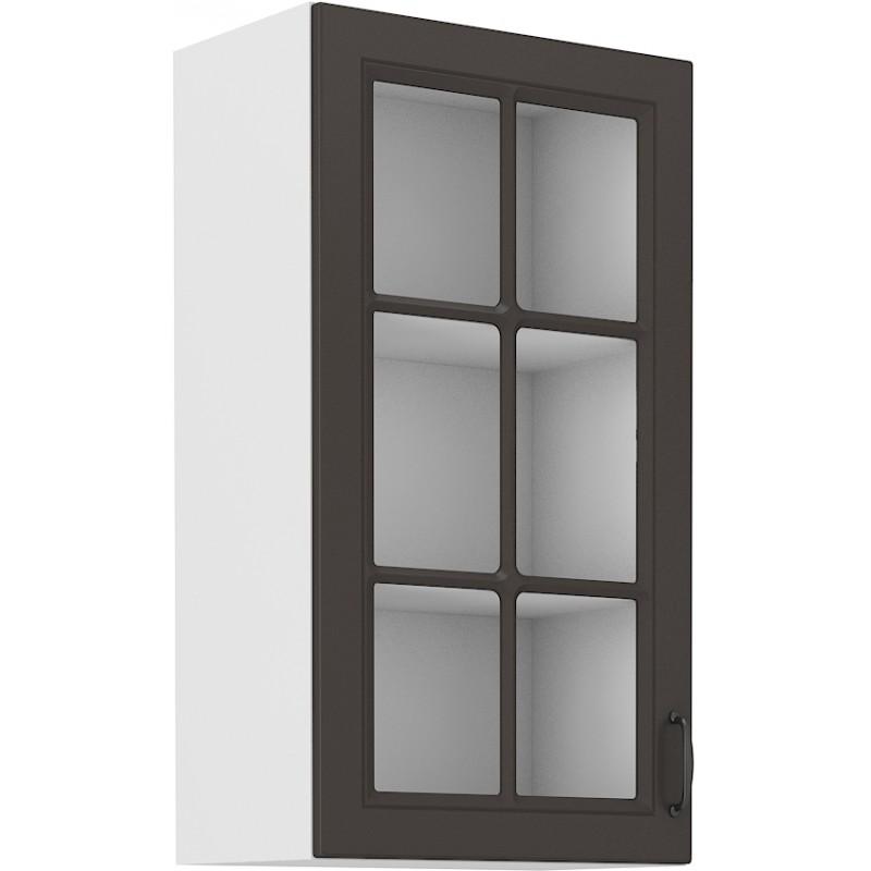 Horní prosklená skříňka Stilo grafit/bílá 40 GS-90 1F