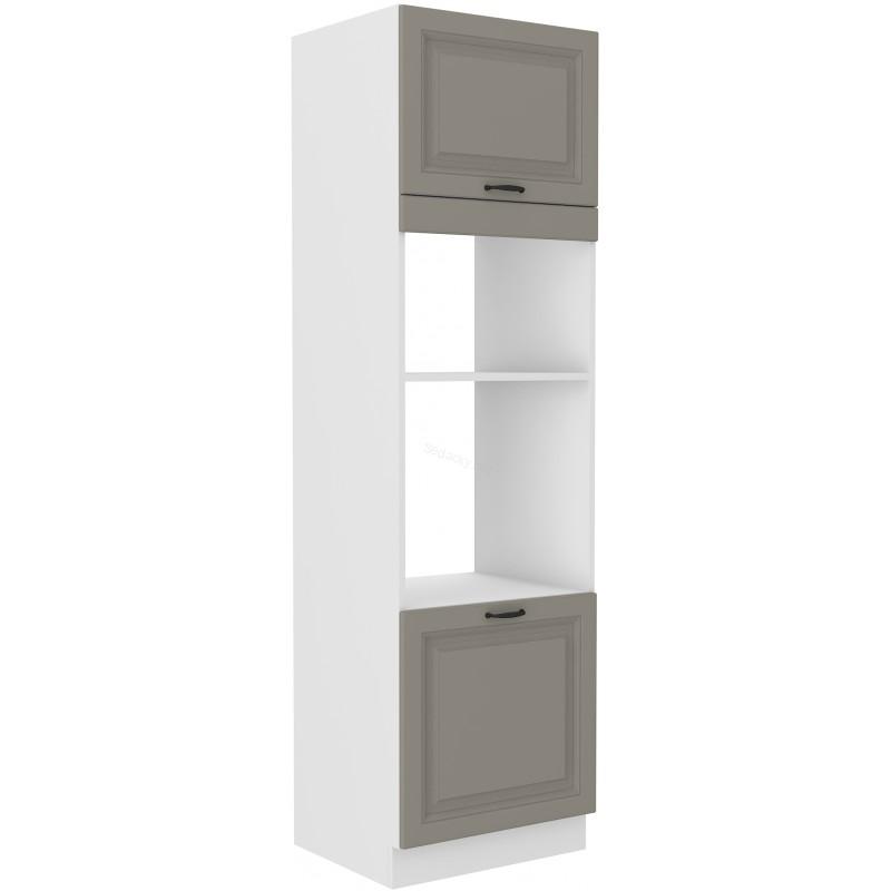 Skříň na vestavěnou troubu a mikrovlnku Stilo Claygrey/bílá 60 DPM-210 2F