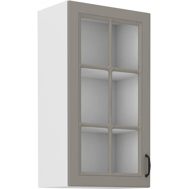 Horní prosklená skříňka Stilo Claygrey/bílá 40 GS-90 1F
