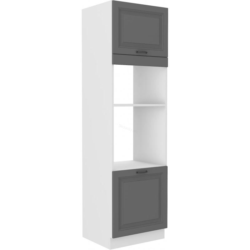 Skříň na vestavěnou troubu a mikrovlnku Stilo Dustgrey/bílá 60 DPM-210 2F