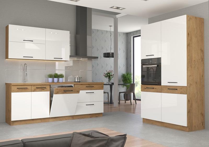 Kuchyňská linka Vigo dub Lancelot/bílý lesk - 350 cm