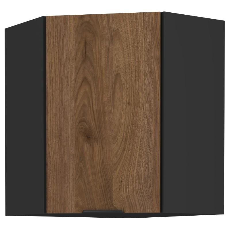 Horní rohová skříňka Monza černý mat/ořech 58x58 GN-72 1F (45°)