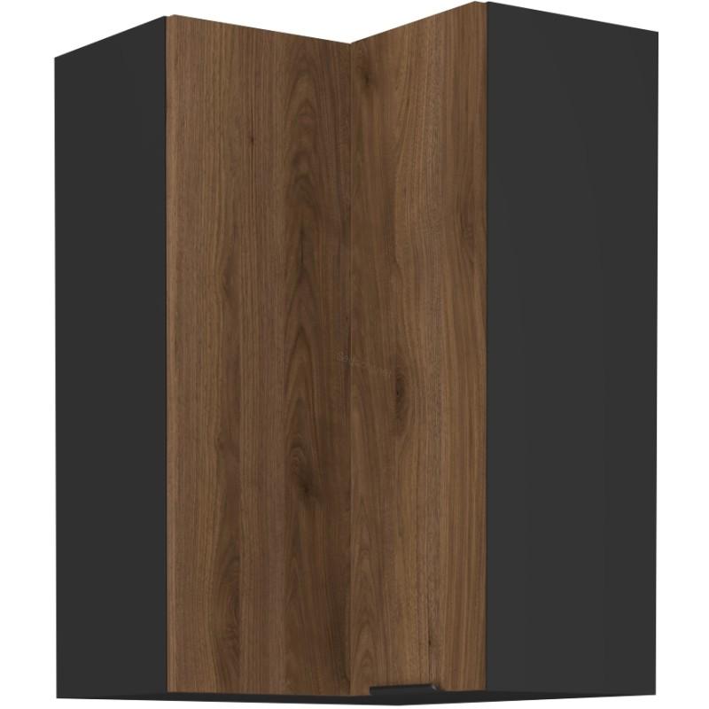 Horní rohová skříňka Monza černý mat/ořech 58x58 GN-90 1F (90°)