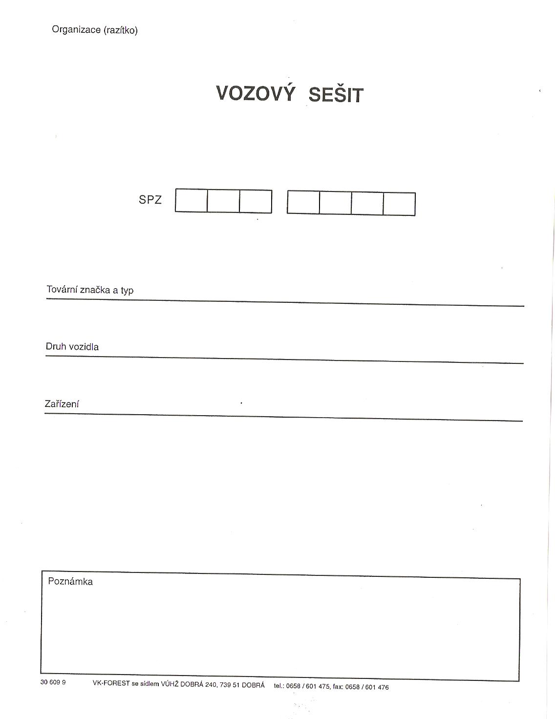 Vozový sešit malý