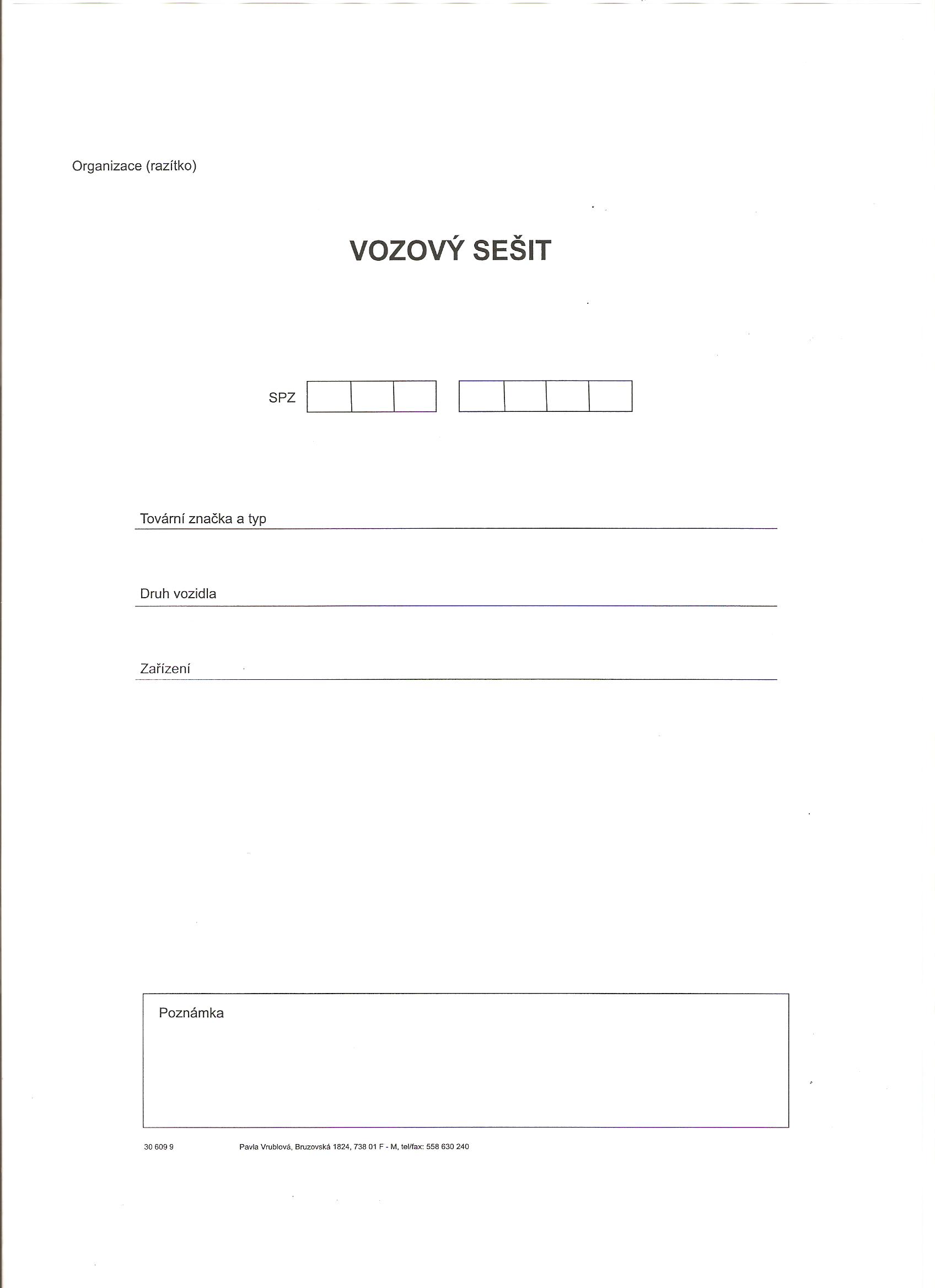 Vozový sešit velký