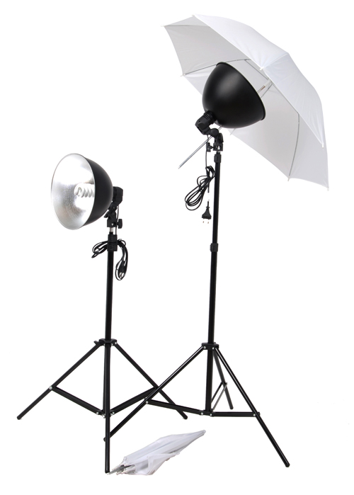 Foto studio - 1x lampa se stativem, 1x žárovka E27/45W + 1x deštník