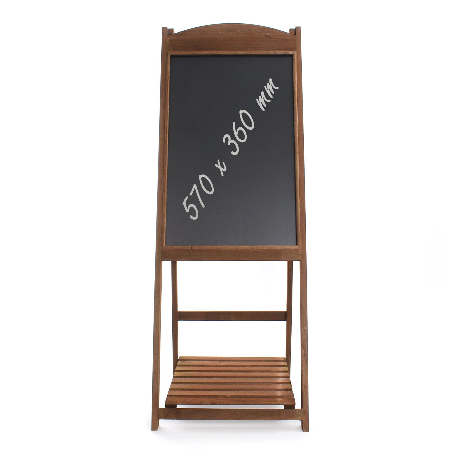 Reklamní dřevěný stojan 42x112cm, křídová tabule s policí