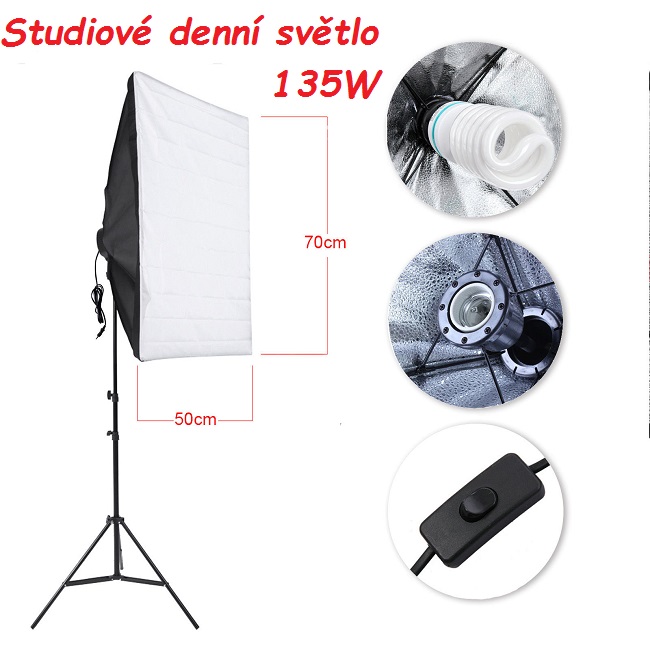 Studio světlo 650W, fotografické studio, 1x softbox 1x stativ