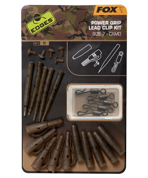 Fox Edges Camo Power Grip Lead Clip Kit Size 7