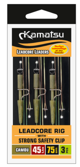 Leadcore Rig se silnou bezpečnostní sponou Camou 35Lbs 75cm