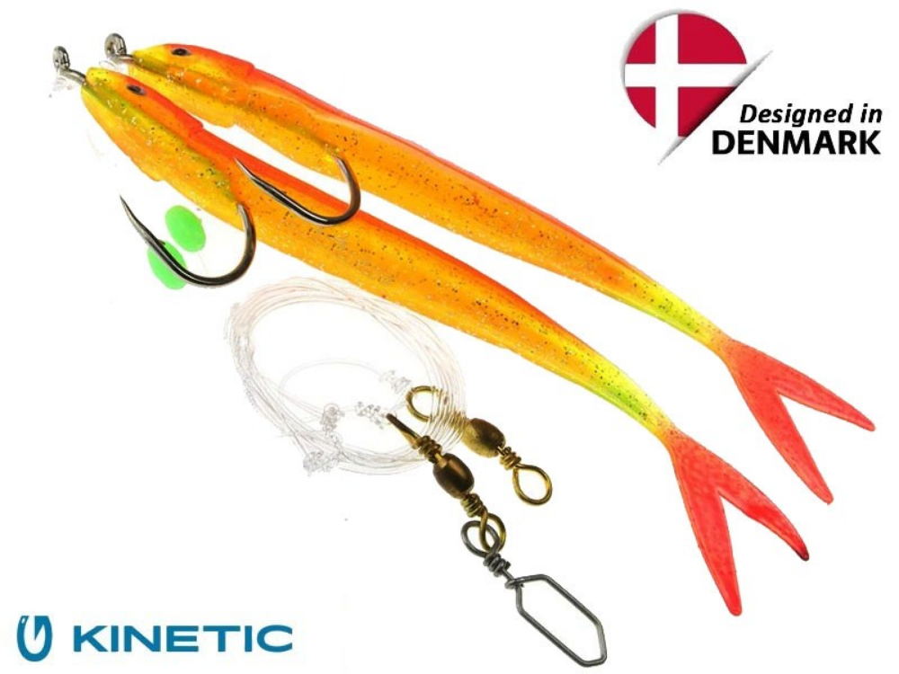 Kinetic Sabiki Soft Tail UV 8/0 Yellow/Orange Fire Tail