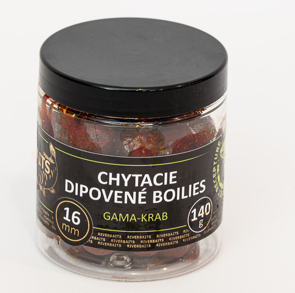Riverbaits Chytací boilies v dipu HNV Gama Crab 140g