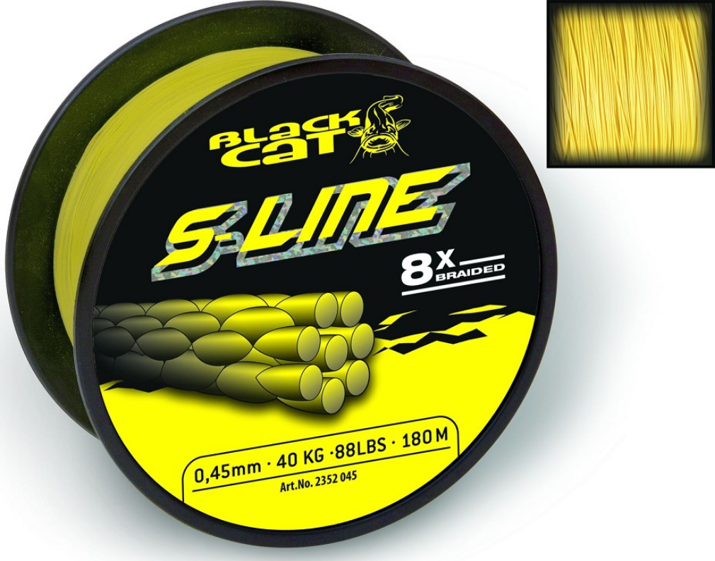 Black Cat Splétaná Šňůra S-Line Žlutá - Průměr 0,42 mm