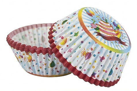 Košíčky na muffiny a cupcakes NAROZENINOVÝ DORT / 50 ks