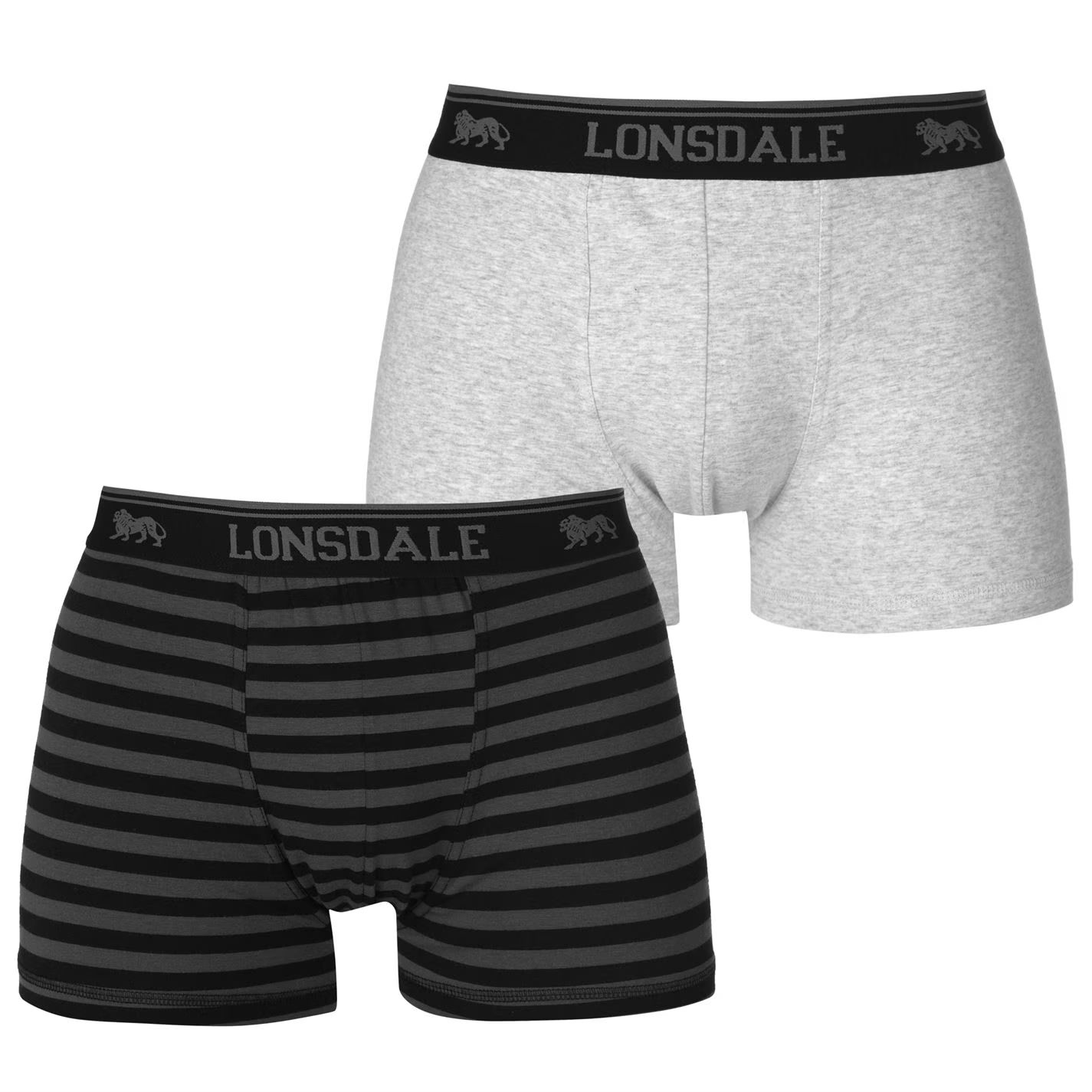 pánské boxerky LONSDALE - GREY/BLACKSTRP - 2 ks