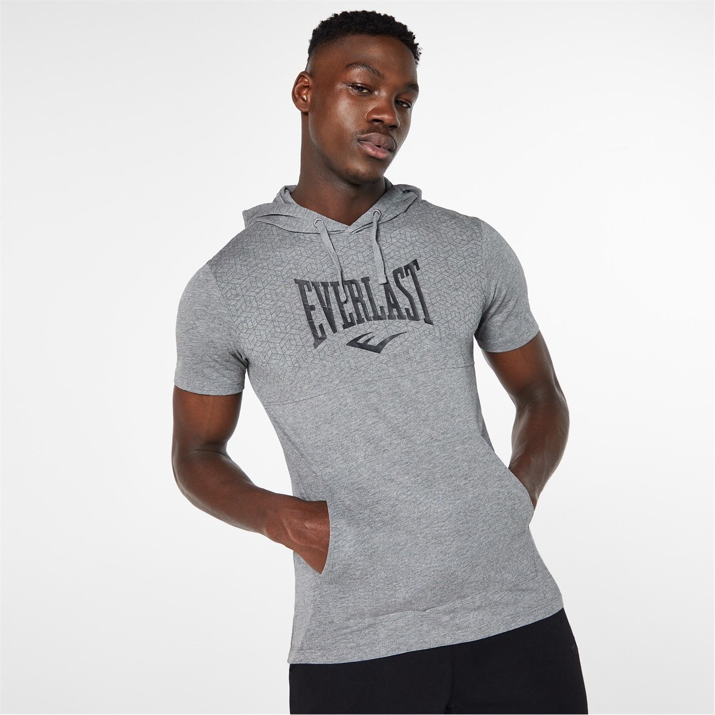 pánské tričko s kapucí EVERLAST - GREY MARL