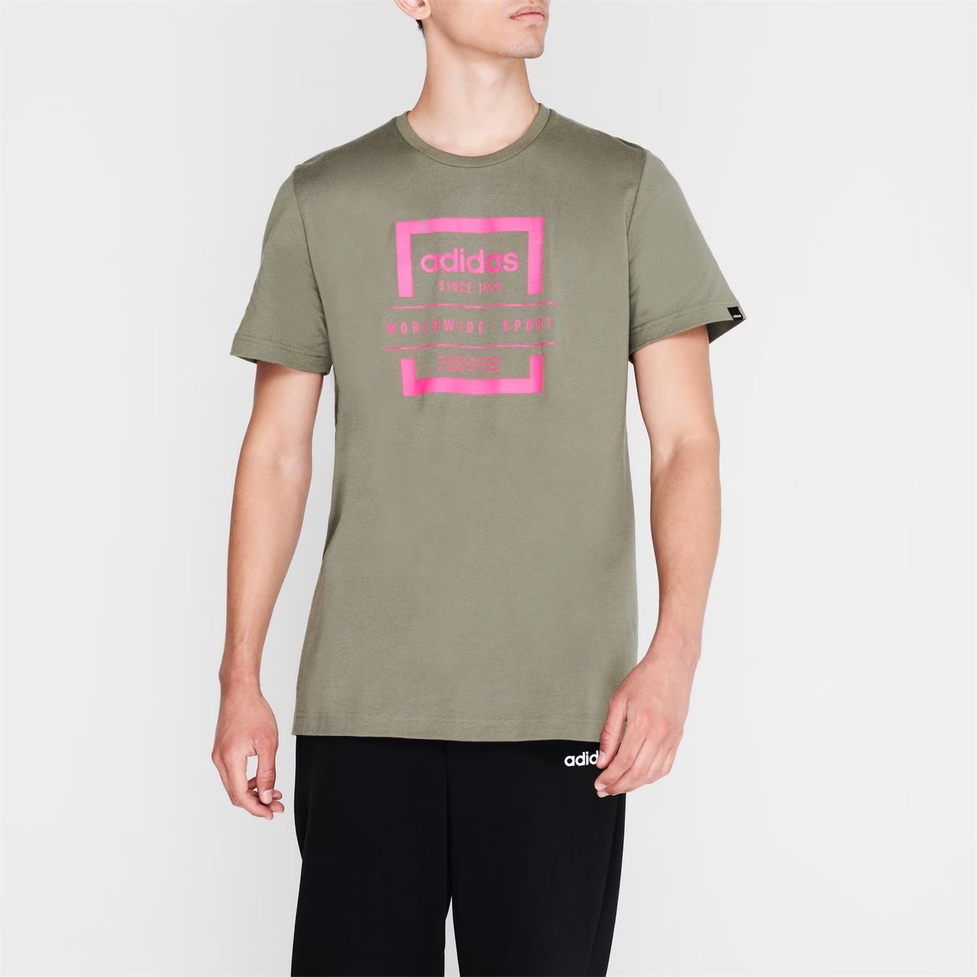 pánské tričko ADIDAS - KHAKI/PINK