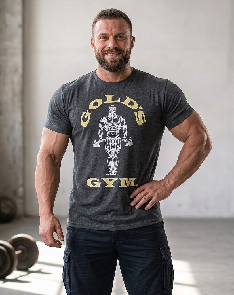 pánské tričko GOLDS GYM - CHARCOAL