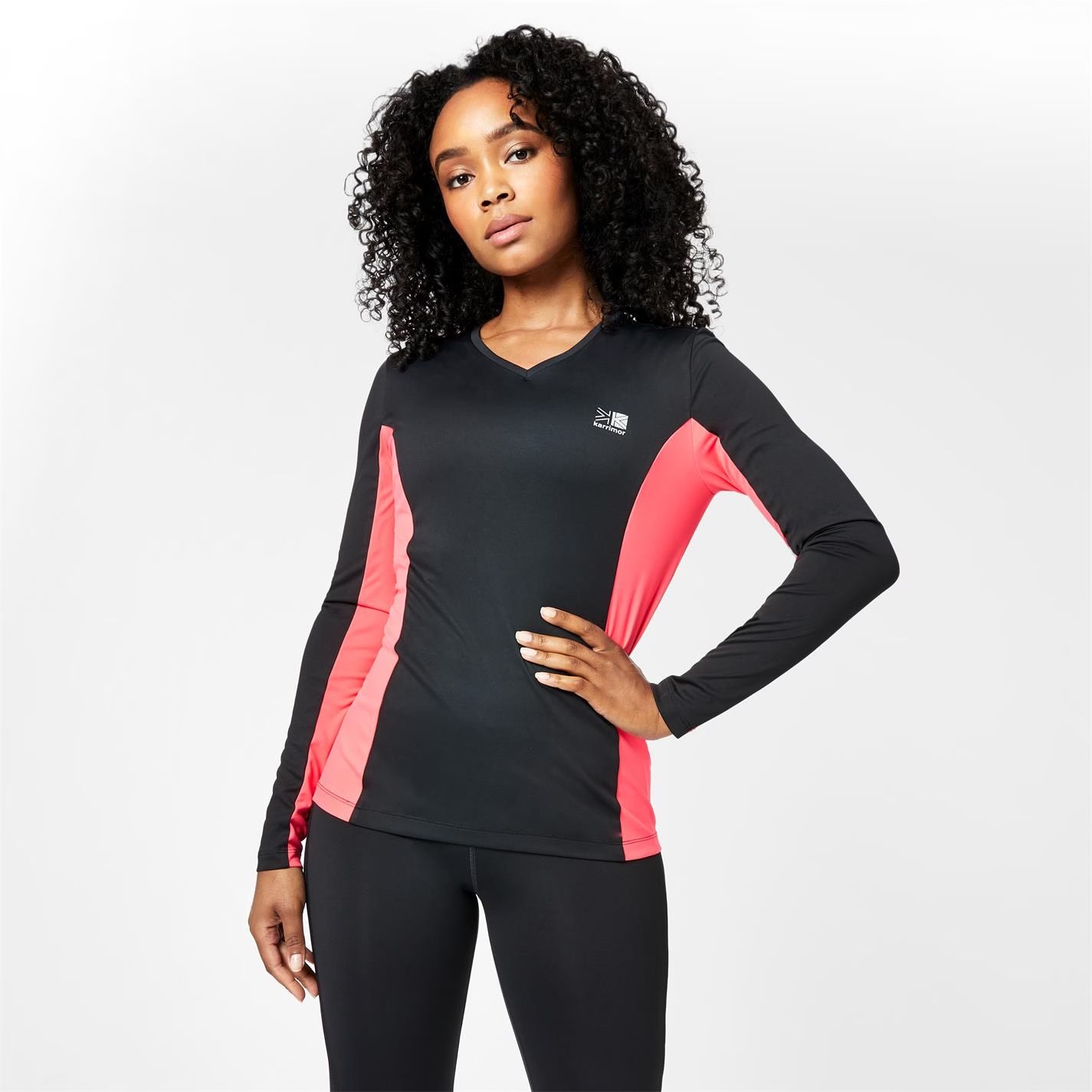 dámské tričko KARRIMOR long - BLACK/PINK - M