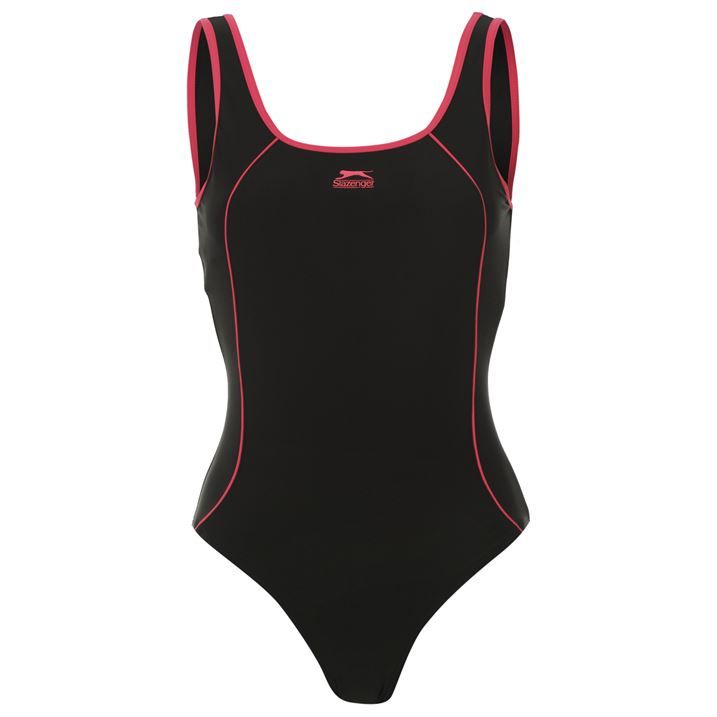 dámské jednodílné plavky SLAZENGER - BLACK/PINK - M