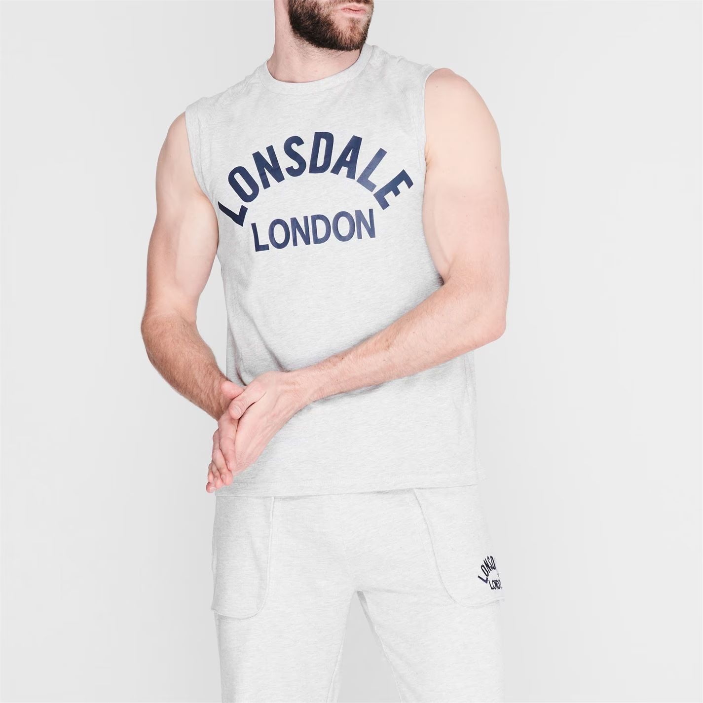 pánské tričko, tílko LONSDALE BOX - GREY MARL