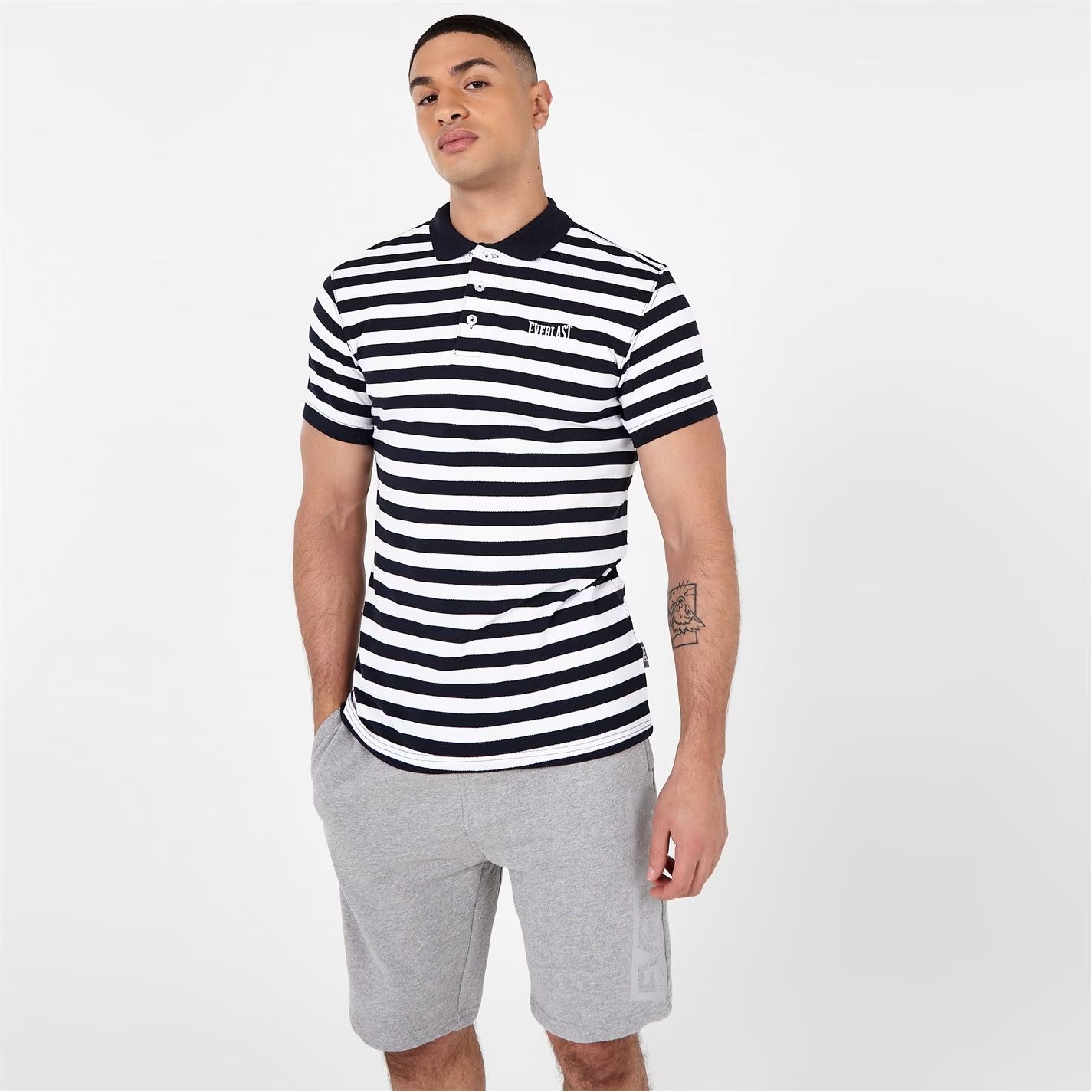 pánské tričko polo EVERLAST - NAVY MARL/WHITE