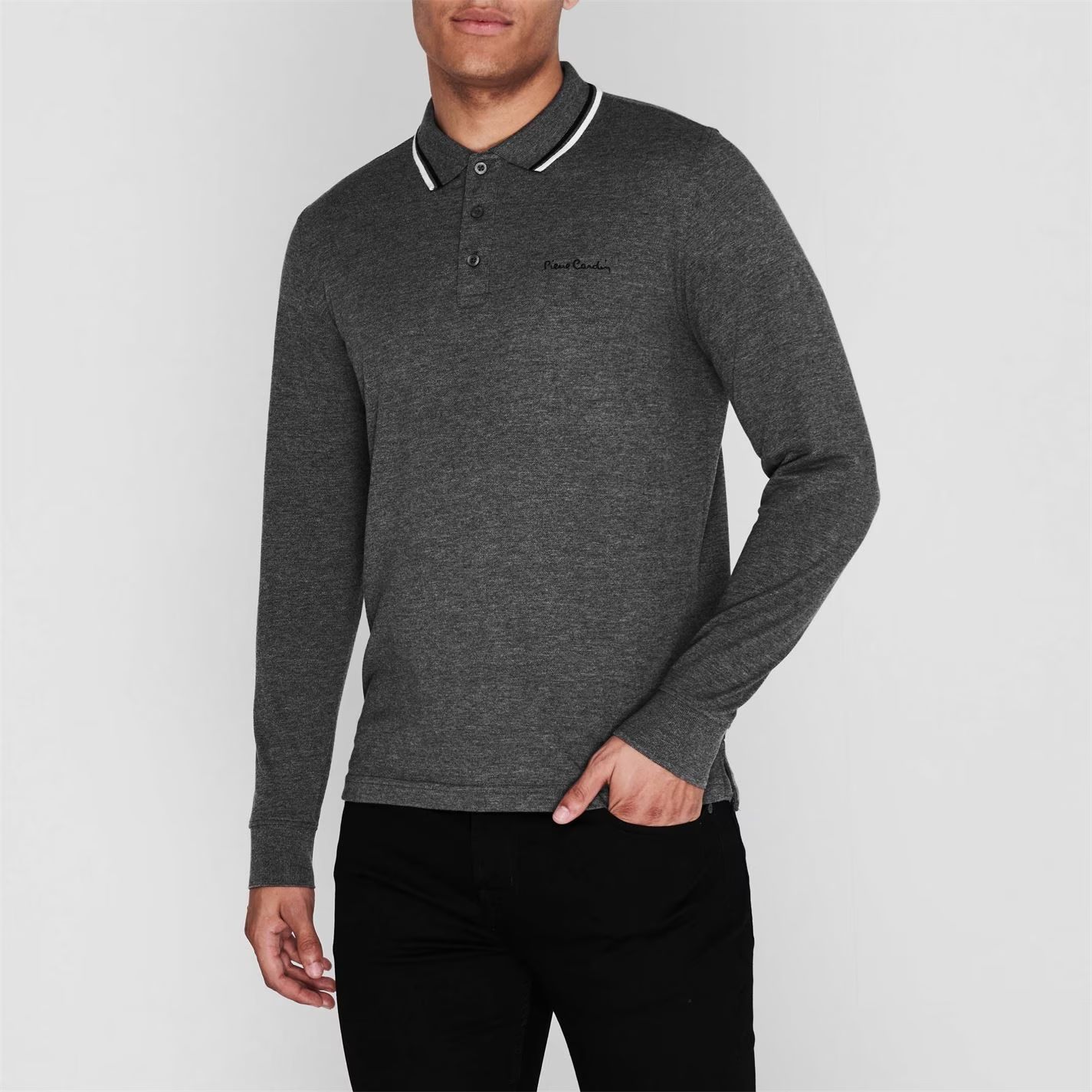 pánské tričko polo PIERRE CARDIN - CHARCOAL MARL - 2XL