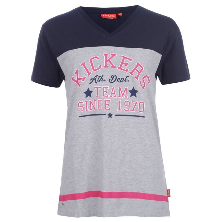 dámské tričko KICKERS - GREY MARL/BLUE - S