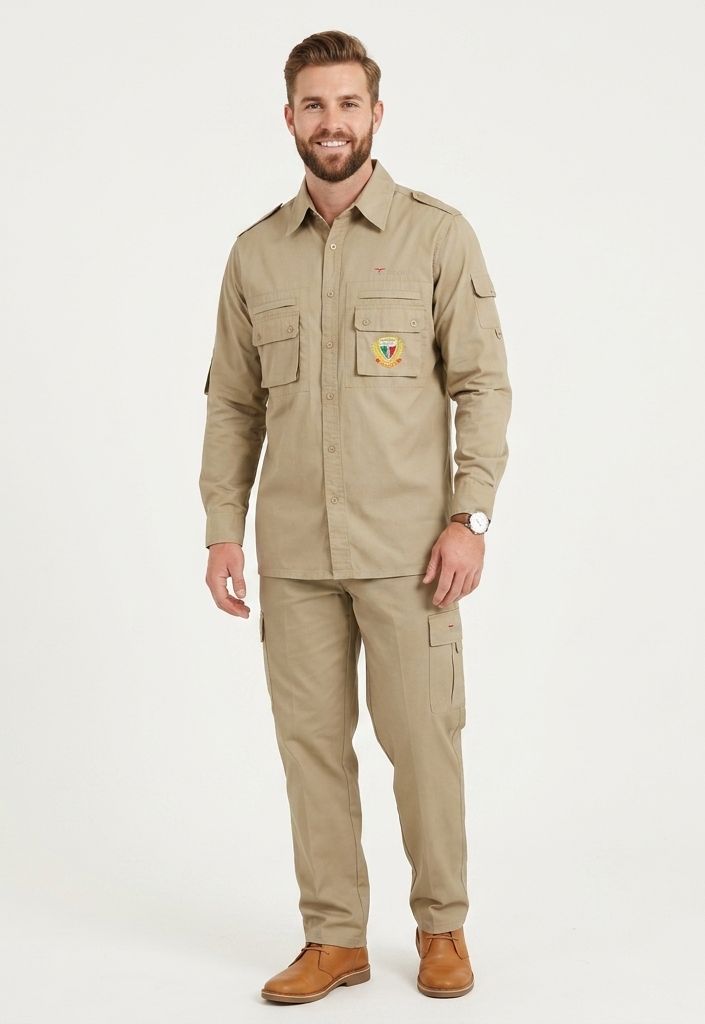 pánská souprava MILO košile kalhoty - BEIGE