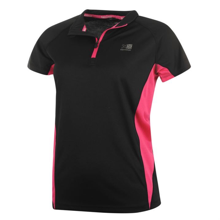 dámské tričko KARRIMOR 1/4 zip - BLACK/PINK - M