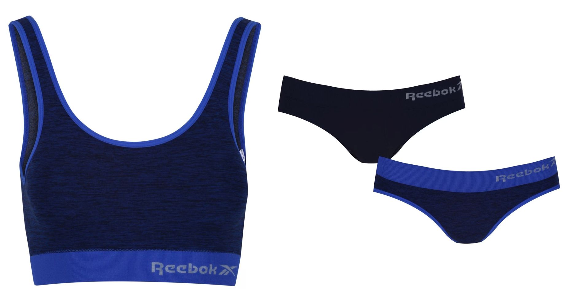 set dámská podprsenka 1ks + kalhotky 2ks REEBOK - BRIGHT COBALT/NAVY