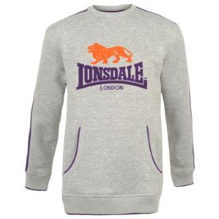 dětská mikina LONSDALE - GREY MARL/PURPLE - 158 13 let