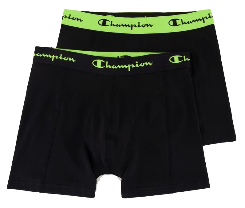 pánské boxerky CHAMPION - BLACK/GREEN - 2 ks - 2XL