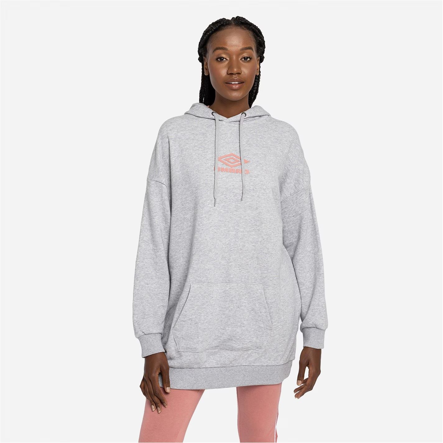 dámská prodloužená mikina UMBRO - GREY MARL/ROSETTE
