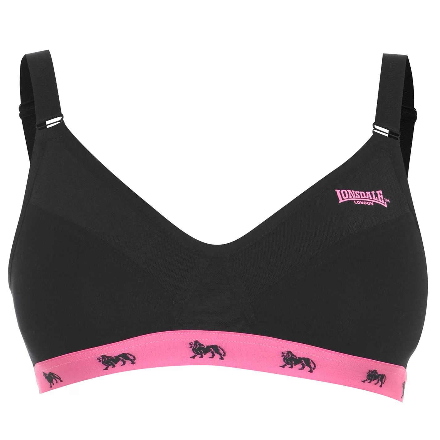dámská podprsenka LONSDALE - BLACK/FLUO PINK