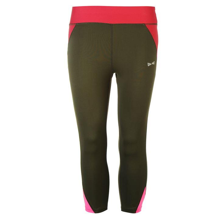 dámské legíny 3/4 USA PRO - KHAKI/BURG/PINK
