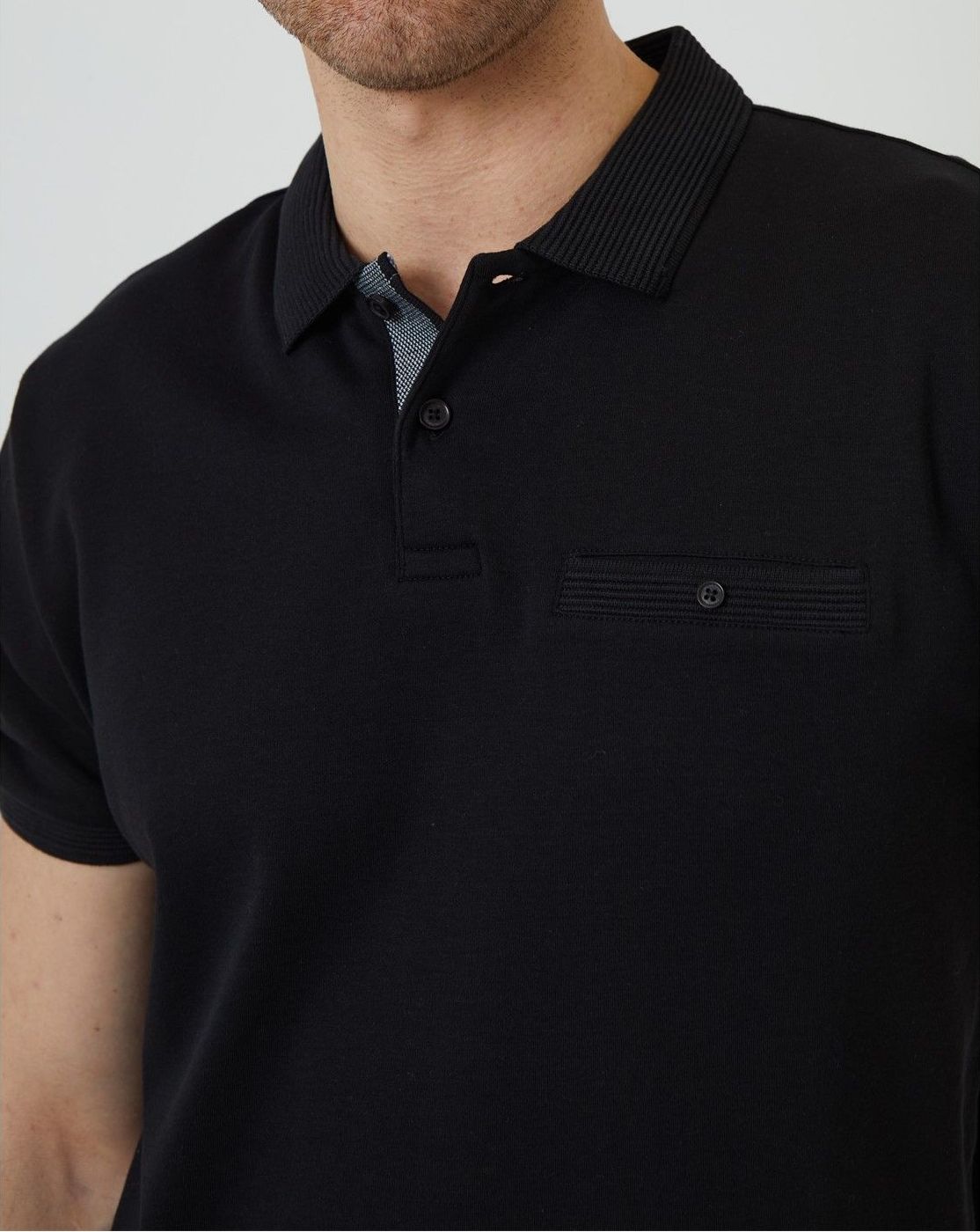 pánské tričko polo THREADBARE - BLACK