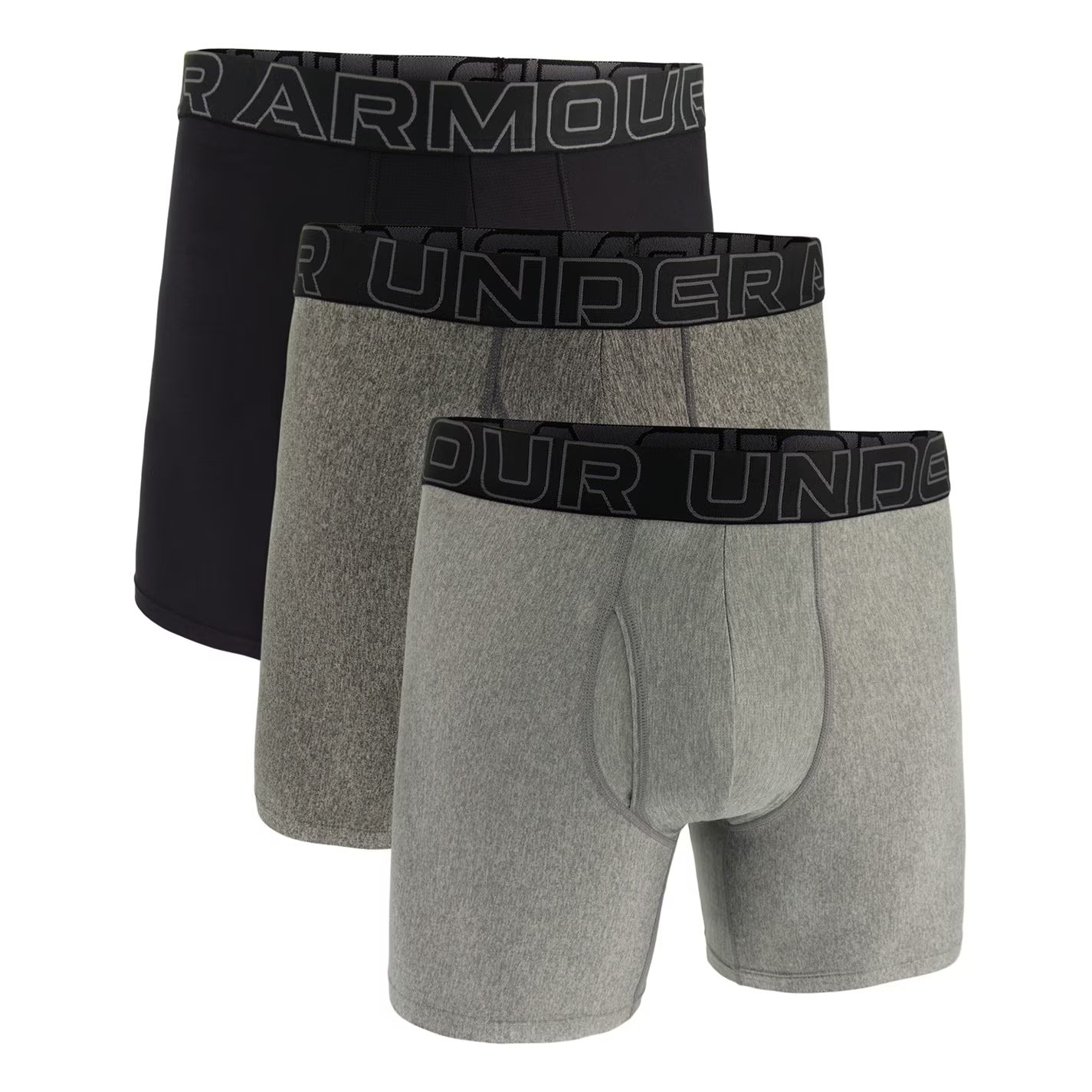 pánské boxerky UNDER ARMOUR - STEEL/CSTLE/BLK 6in - 3 ks - 2XL
