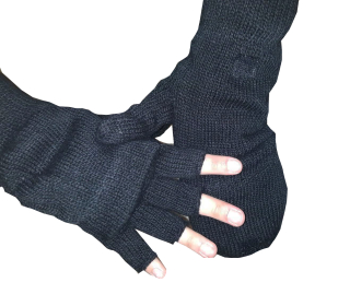 Pletené rukavice s překrytím černé