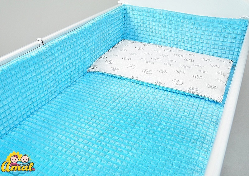 AMAL Souprava do postýlky MINKY, tyrkýsová + korunky šedé, 120x90 cm