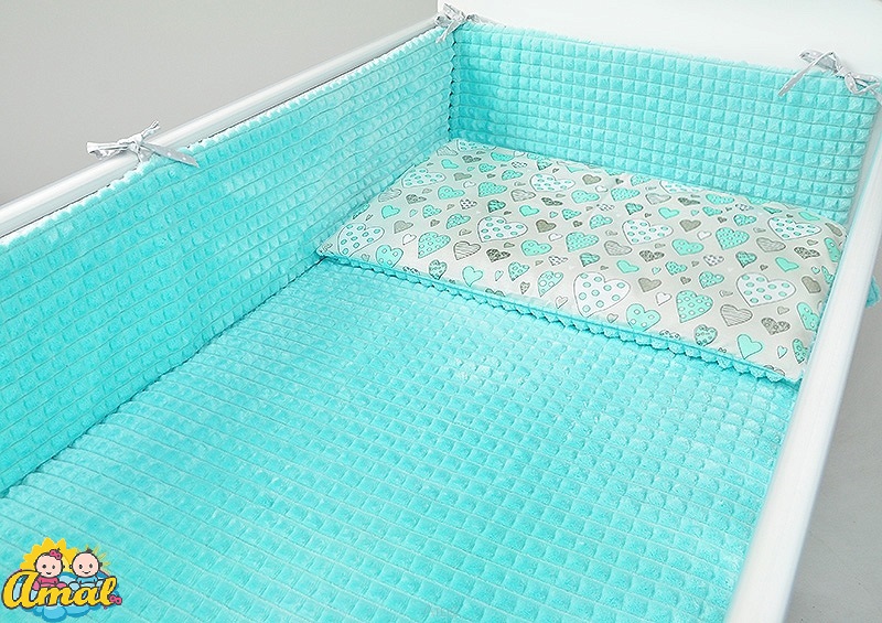 AMAL Souprava do postýlky MINKY, máta + mátová srdíčka, 120x90 cm