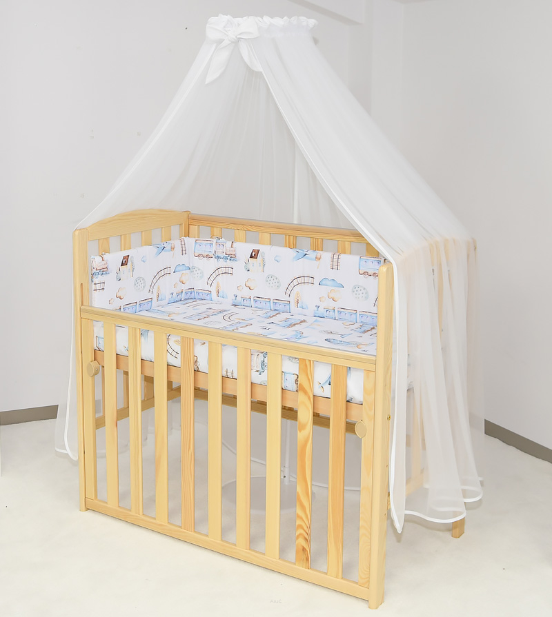 AMAL Komplet: Zmenšená postýlka TOBIAS natural, 100x50 cm + matrace+souprava (19 vzorů) 