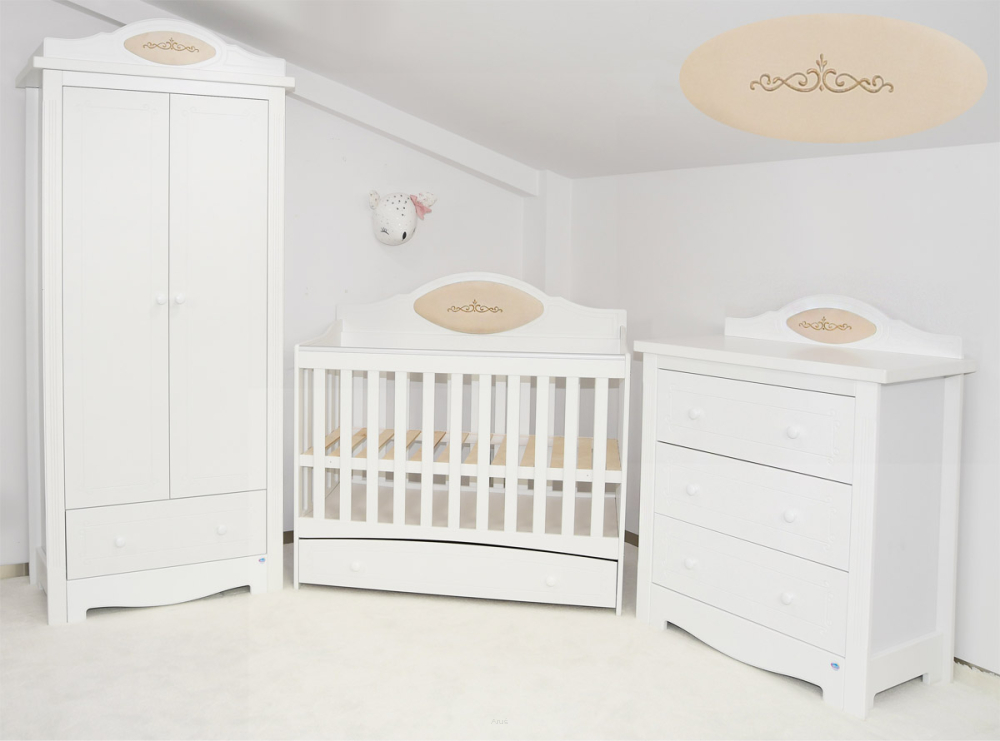 AMAL DeLUX sestava - Luxusní postýlka + komoda + skříň CHARLOTTE